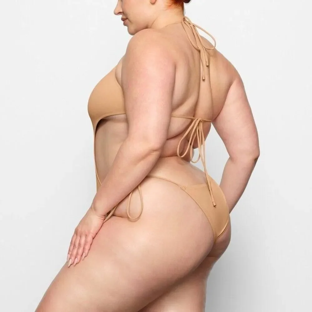 Skims Recycled Swim Size 3X Signature Lace Up Monokini Ochre New OP-BRF-2794 NEW